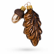 Oak Leaf and Acorn Glass Christmas Ornament