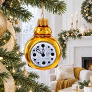 Vintage Alarm Clock Glass Christmas Ornament