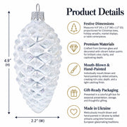 Woodland Retro Style White Pinecone Glass Christmas Ornament