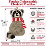 Raccoon Striped Scarf Felt Fabric Christmas Ornament