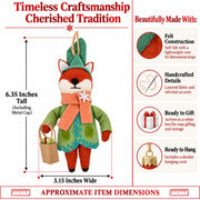 Fox With Gift Bag Felt Fabric Christmas Ornament