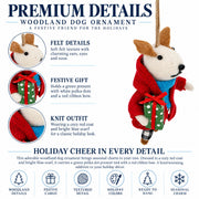 Dog In Plaid Pants With Present Felt Fabric Christmas Ornament