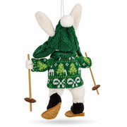 Skiing White Bunny Felt Fabric Christmas Ornament