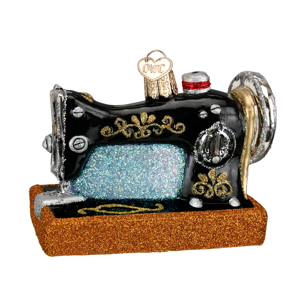 Old World Christmas Sewing Machine Glass Blown Ornament