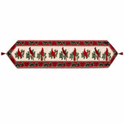 Cardinal, Mistletoe Poinsettia Christmas Tablecloth Holiday Runner 77 Inches