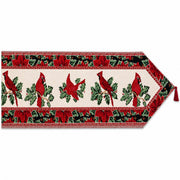 Cardinal, Mistletoe Poinsettia Christmas Tablecloth Holiday Runner 77 Inches