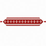 Snowflakes on Red Pattern Christmas Tablecloth Holiday Runner 76.5 Inches