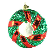 Old World Christmas Snowman Family Wreath Glass Ornament