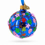 Vibrant Pink Heart Vines with 3D Roses Glass Ball Christmas Ornament 2.4 Inches