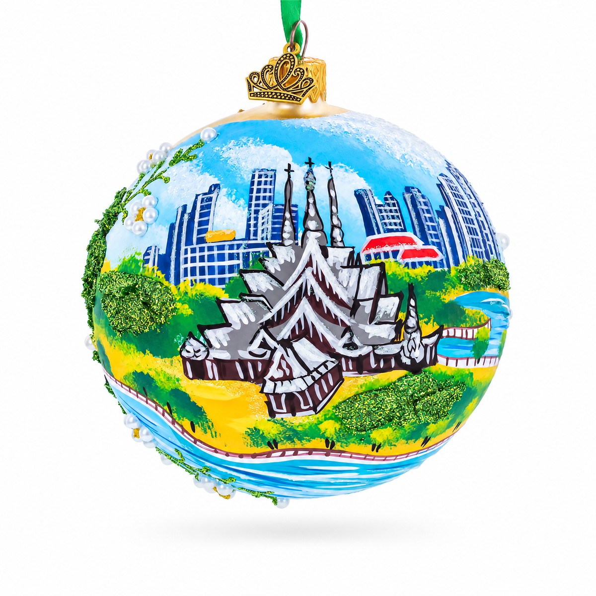 The Sanctuary Of Truth, Pattaya, Thailand Glass Ball Christmas Ornament 4 Inches