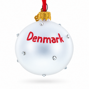 Danish Flag with Crystal Accents Glass Ball Christmas Ornament