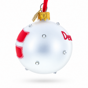 Danish Flag with Crystal Accents Glass Ball Christmas Ornament