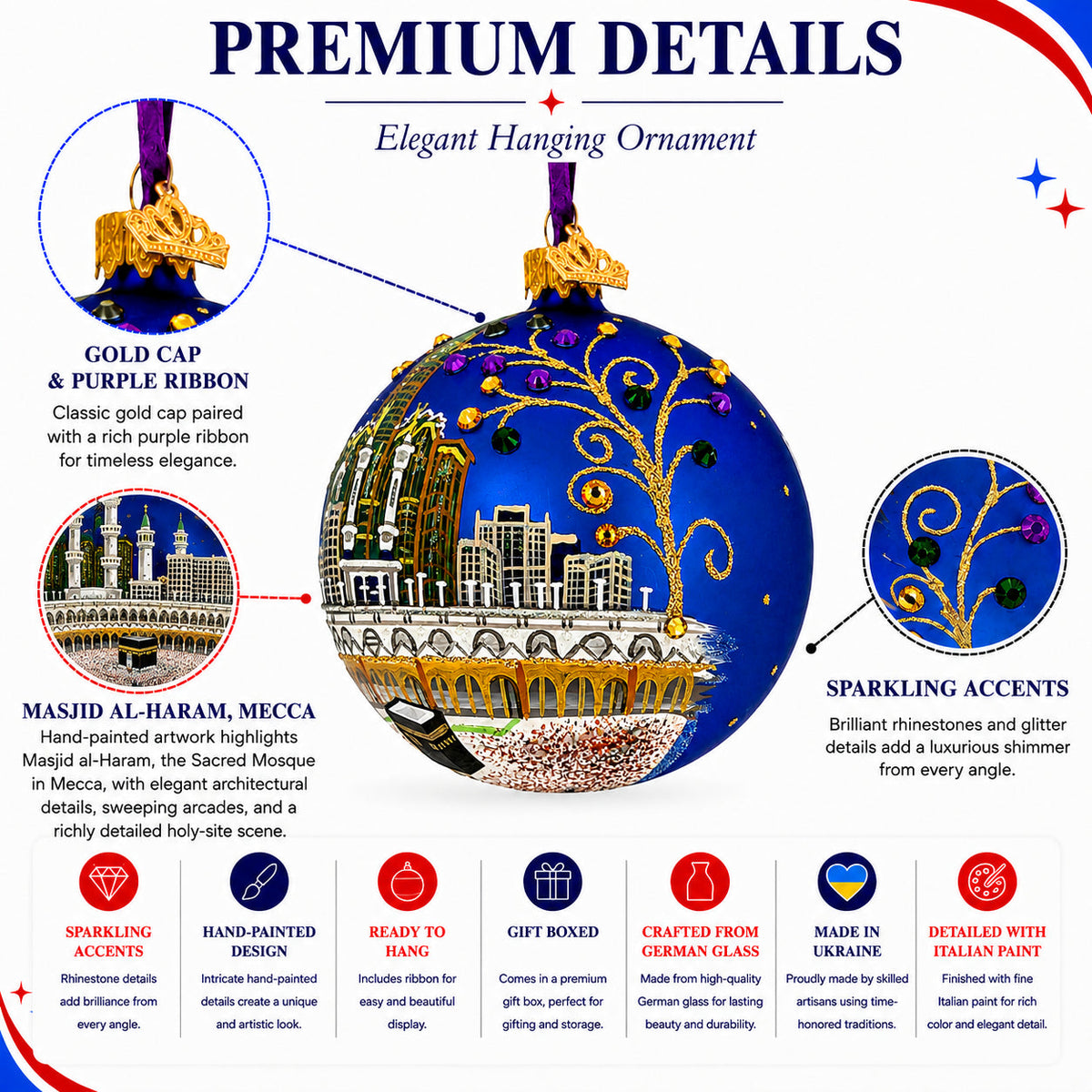 Masjid al-Haram, Mecca, Saudi Arabia Glass Christmas Ornament