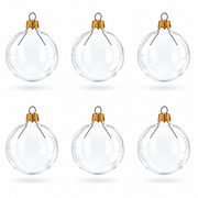 Set of 6 Clear Glass Ball Christmas Ornaments 2.4 Inches