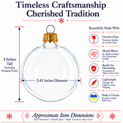 Set of 6 Clear Glass Ball Christmas Ornaments 2.4 Inches