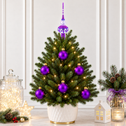 Set of 6 Matte Purple Glass Ball Christmas Ornaments 2.4 Inches