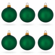 Set of 6 Matte Green Glass Ball Christmas Ornaments 2.4 Inches