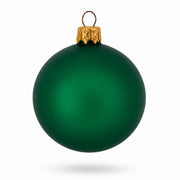 Set of 6 Matte Green Glass Ball Christmas Ornaments 2.4 Inches