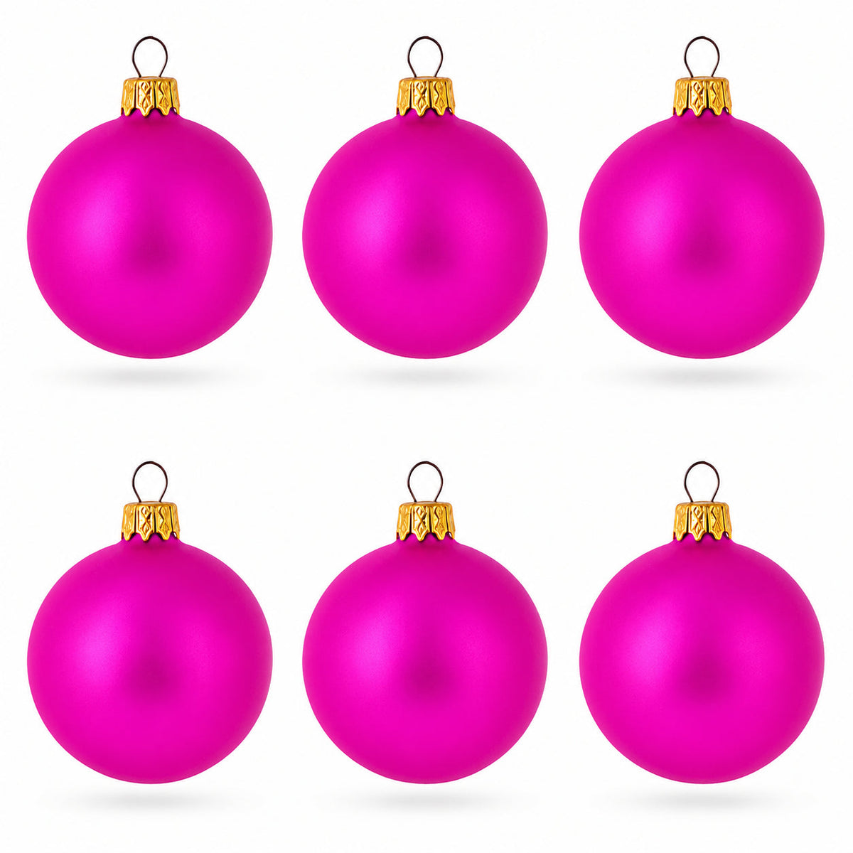 Set of 6 Matte Pink Glass Ball Christmas Ornaments 2.4 Inches
