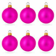 Set of 6 Matte Pink Glass Ball Christmas Ornaments 2.4 Inches