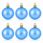 Set of 6 Light Matte Blue Glass Ball Christmas Ornaments 2.4 Inches