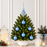 Set of 6 Light Matte Blue Glass Ball Christmas Ornaments 2.4 Inches