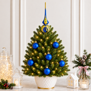 Set of 6 Matte Blue Glass Ball Christmas Ornaments 2.4 Inches