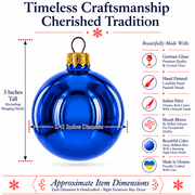 Set of 6 Glossy Blue Glass Ball Christmas Ornaments 2.4 Inches