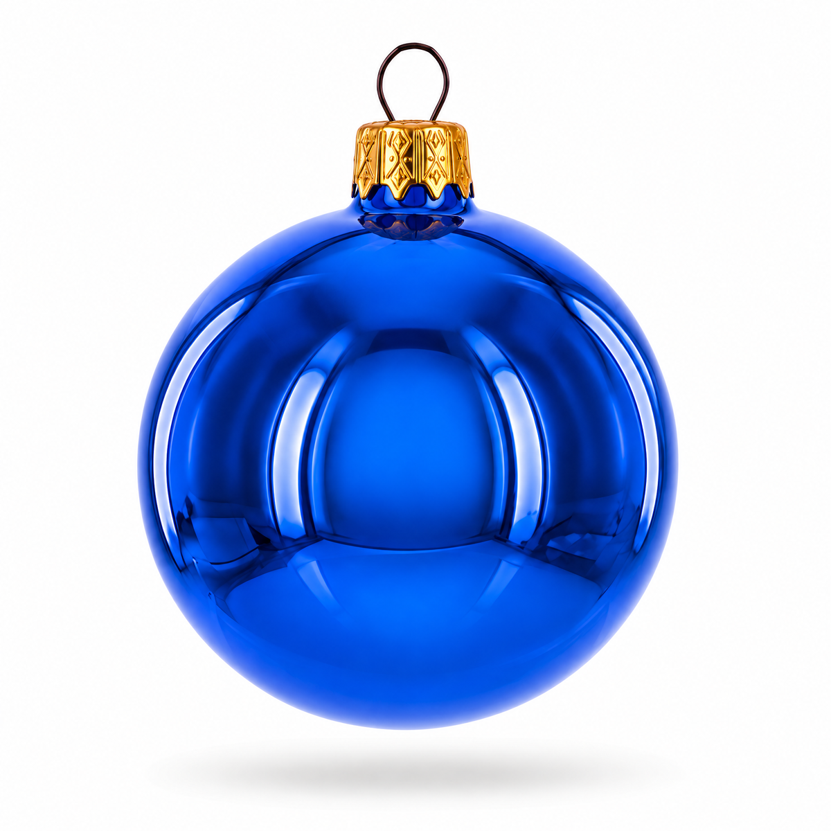 Set of 6 Glossy Blue Glass Ball Christmas Ornaments 2.4 Inches