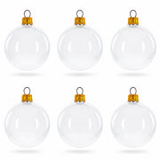 Set of 6 Glossy White Glass Ball Christmas Ornaments 2.4 Inches