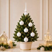 Set of 6 Glossy White Glass Ball Christmas Ornaments 2.4 Inches