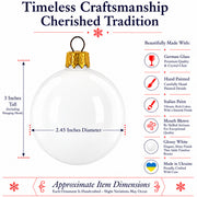 Set of 6 Glossy White Glass Ball Christmas Ornaments 2.4 Inches