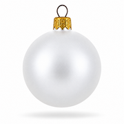 Set of 6 Matte White Glass Ball Christmas Ornaments 2.4 Inches
