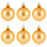 Set of 6 Matte Gold Glass Ball Christmas Ornaments 2.4 Inches