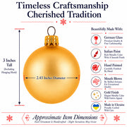 Set of 6 Matte Gold Glass Ball Christmas Ornaments 2.4 Inches