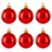 Set of 6 Glossy Red Glass Ball Christmas Ornaments 2.4 Inches