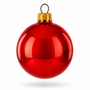 Set of 6 Glossy Red Glass Ball Christmas Ornaments 2.4 Inches