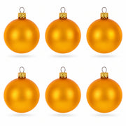 Set of 6 Matte Yellow Glass Ball Christmas Ornaments 2.4 Inches
