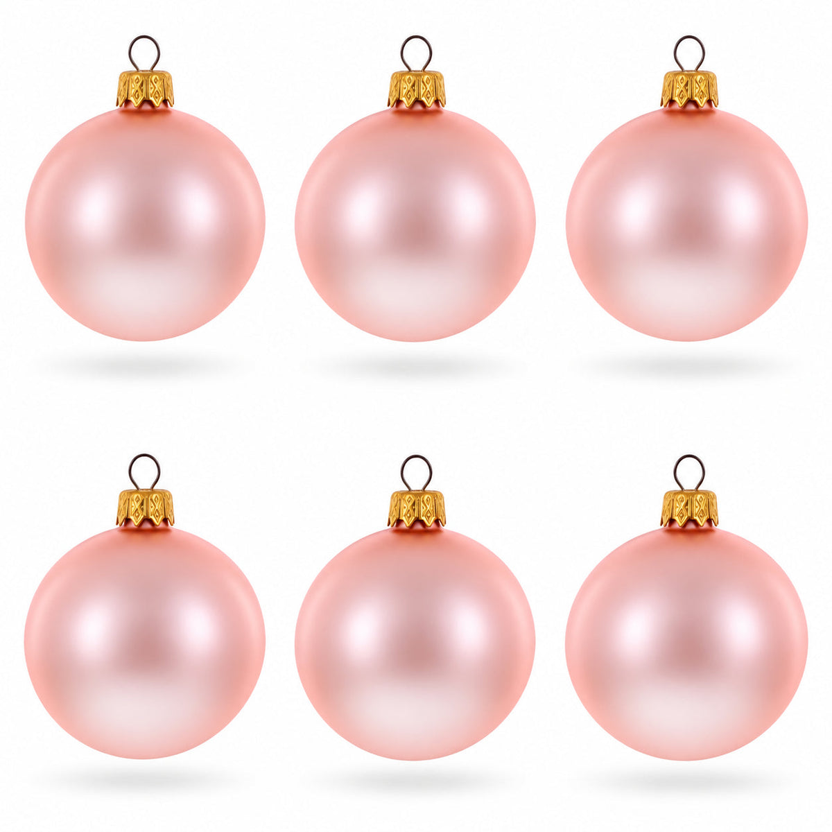 Set of 6 Matte Metallic Pink Glass Ball Christmas Ornaments 2.4 Inches