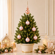 Set of 6 Matte Metallic Pink Glass Ball Christmas Ornaments 2.4 Inches