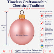 Set of 6 Matte Metallic Pink Glass Ball Christmas Ornaments 2.4 Inches