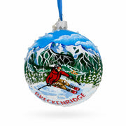 Breckenridge, Colorado Mountain Scene Skier Christmas Tree Ornament 4 Inches