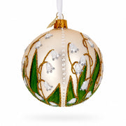 Lily of the Valley on Beige Glass Ball Christmas Ornament