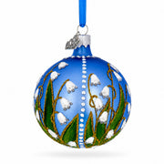 Lily of the Valley on Blue Glass Ball Christmas Ornament