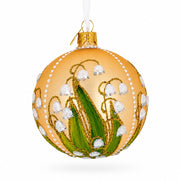 Lily of the Valley on Gold Glass Ball Christmas Ornament