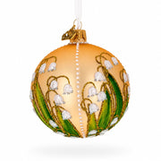 Lily of the Valley on Gold Glass Ball Christmas Ornament