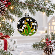 Lily of the Valley on Black Glass Ball Christmas Ornament