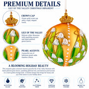 Lily of the Valley on Gold Glass Ball Christmas Ornament