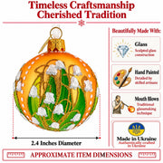 Lily of the Valley on Gold Glass Ball Christmas Ornament
