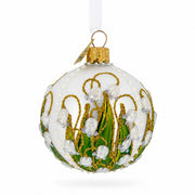 Lily of the Valley on Silver Glass Ball Christmas Ornament